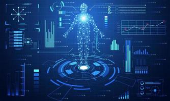 abstract technology ui futuristic  concept hud interface hologram elements of digital data chart, communication, computing,human body digital health care health future design on hi tech background. vector