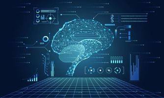 tecnología abstracta ui concepto futurista cerebro hud interfaz holograma elementos de gráfico de datos digitales, comunicación, informática y porcentaje de innovación circular en el fondo de diseño futuro de alta tecnología vector
