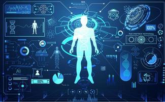 abstract technology ui futuristic concept hud interface hologram elements of digital data chart, communication, computing,human body digital health care health future design on hi tech background. vector