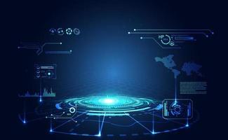 tecnología abstracta ui concepto futurista interfaz hud elementos de holograma de gráfico de datos digitales, comunicación, computación e innovación de porcentaje de vitalidad de círculo en el fondo de diseño futuro de alta tecnología vector