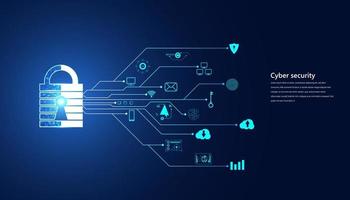 seguridad cibernética de candado abstracto con concepto de icono protección de la información en el mundo en línea, información personal cibernética, Internet, prevención del robo de Internet vector