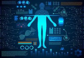 abstract technology ui futuristic concept hud interface hologram elements of digital data chart, communication, computing,human body digital health care health future design on hi tech background. vector