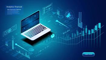 Abstract analysis financial concept Stock analysis for investment, finance, fund business using program analysis from devices In investment decisions. vector