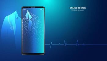 Abstract Online Doctor Medical Services concept The current health care industry that has access to the internet And the online world Helping people gain access to treatment. Online. vector