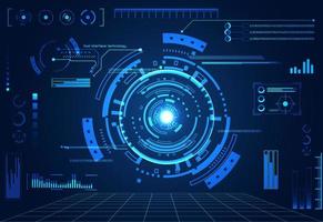 abstract technology ui futuristic concept hud interface hologram elements of digital data chart, communication, computing and circle percent vitality innovation on hi tech future design background vector