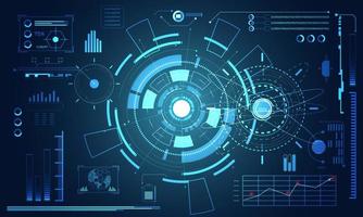 abstract technology ui futuristic concept hud interface hologram elements of digital data chart, communication, computing and circle percent vitality innovation on hi tech future design background vector