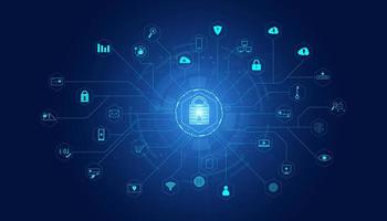 abstract padlock cyber security with icon concept Protection of information in the online world, cyber personal information, internet, preventing internet theft vector