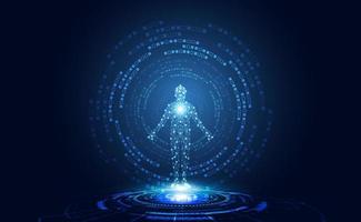abstract technology futuristic concept of digital human body digital health care health future design on hi tech background. vector