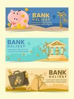 conjunto de banner de vacaciones bancarias vector