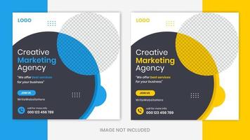 Abstract Corporate Social media post design template with creative shapes banner vector