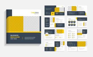 Corporate Square brochure design template, business profile yellow shapes vector