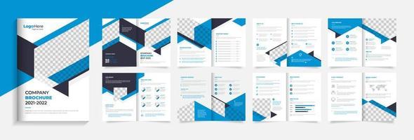 Blue Corporate brochure design template, abstract business profile layout vector