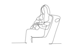 continuous line drawing of  female sitting guitarist playing guitar. Dynamic musician artist performance concept single line graphic draw design vector illustration