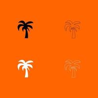 Palm black and white set icon . vector