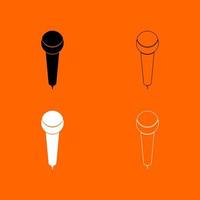 Microphone black and white set icon . vector