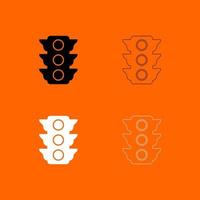 Traffic light black and white set icon . vector