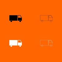 Truck black and white set icon . vector