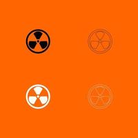 Sign radioactive black and white set icon . vector