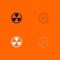 Sign radioactive black and white set icon . vector