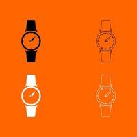 Hand watch black and white set icon . vector