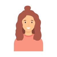 Young brunette woman, social media avatar. Portrait cute stylish girl. Flat vector illustration