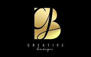 logotipo bg de letras doradas con un diseño minimalista y espacio negativo. letras b y g con tipografía geométrica y manuscrita. vector