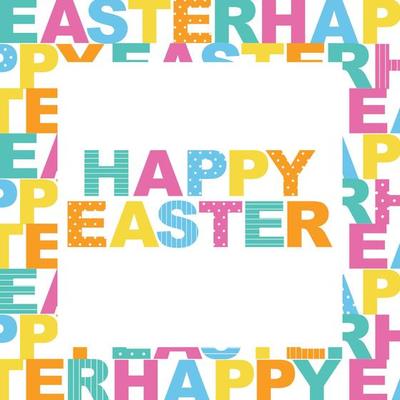 Colourful Happy Easter Text Print