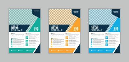 Professional Unique Corporate Flyer Template for Multipurpose Use with Three Color Variations vector