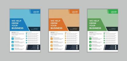 Professional Unique Corporate Flyer Template for Multipurpose Use with Three Color Variations vector