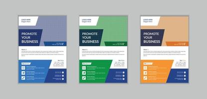 Professional Unique Corporate Flyer Template for Multipurpose Use with Three Color Variations vector