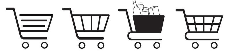 Shopping cart icon set, Full and empty shopping cart symbol, shop and sale