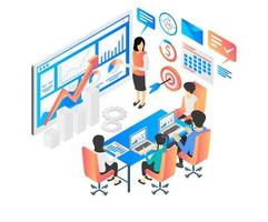 Illustration of a business meeting or presentation and training vector