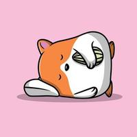 Cute Hamster Sleep Cartoon Vector Icon Illustration. Animal Icon Concept Isolated Premium Vector. Flat Cartoon Style