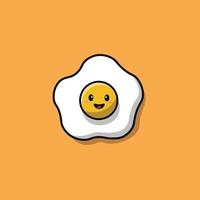 Cute Egg Fries Cartoon Vector Icon Illustration. Food Mascot Icon Concept Isolated Premium Vector. Flat Cartoon Style