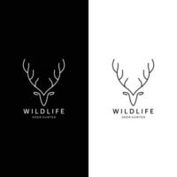 Line Art Deer Hunt Wildlife Outdoor Logo Vector Illustration Design