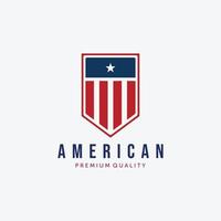 Badge of America Logo Vector Design, Illustration of American Flag Country, Vintage USA Flag Concept