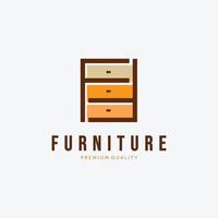 Cupboard Logo Vector Design Vintage, Illustration of Minimalist Furniture, Simply Interior Concept