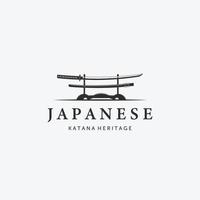 Katana Samurai Logo Vintage Vector, Illustration Design of Japanese Heritage, Minimalist Sword Weapon Concept vector