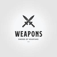 Weapon of Spartans Logo Vintage Vector Illustration Design