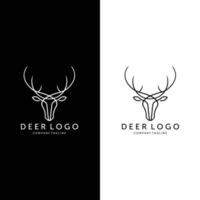 Set Deer Hunter Logo Vector Illustration Design Vintage Line Art