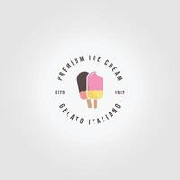 diseño de ilustración de vector vintage de logotipo de icono de helado moderno minimalista