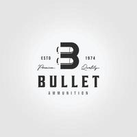 Creative Letter B Bullet Logo Vintage Vector Illustration Design Ammunition Ammo