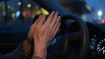 Close Up Of A Man Putting Alcohol Sanitizer Gel On His Hands, sitting in a Car video