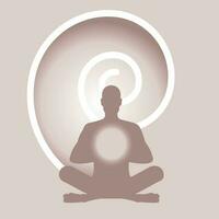 Silhouette of man in lotus yoga pose meditating vector