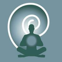 Silhouette of man in lotus yoga pose meditating vector