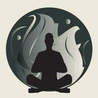 mental wellbeing through meditation and mindfulness vector