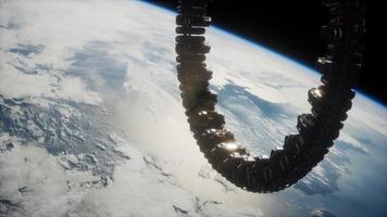 futuristic space station on Earth orbit photo