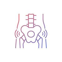 Hips rheumatism gradient linear vector icon. Degenerative joint disease. Intense pain. Cartilage in hip worn away. Thin line color symbol. Modern style pictogram. Vector isolated outline drawing