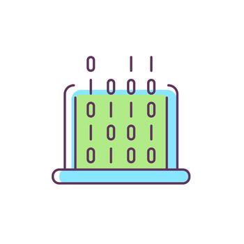IT RGB color icon. Coding classes in schools, universities. Computer knowledge, skills. Computer hardware, operating systems studying. Isolated vector illustration. Simple filled line drawing
