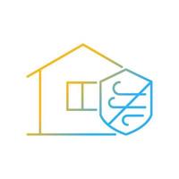 Weather resistance gradient linear vector icon. Weatherproofing apartment building. Hurricane-resistant home. Thin line color symbol. Modern style pictogram. Vector isolated outline drawing